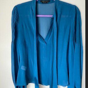 bcbg max azria 100% silk royal blue blouse